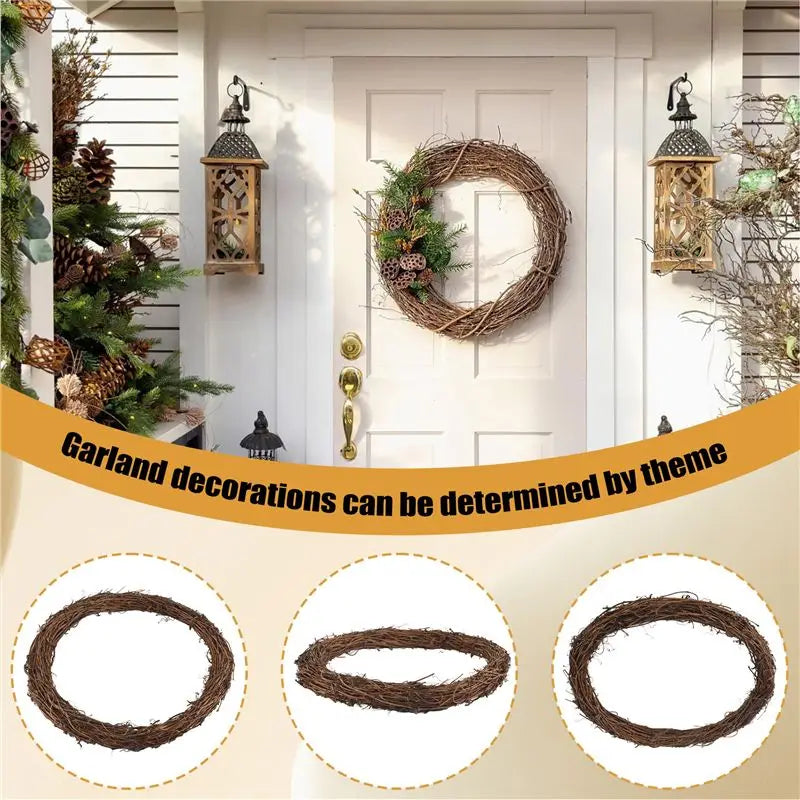 2-Pack 14" Grapevine Rattan Wreaths – DIY Christmas & Wedding