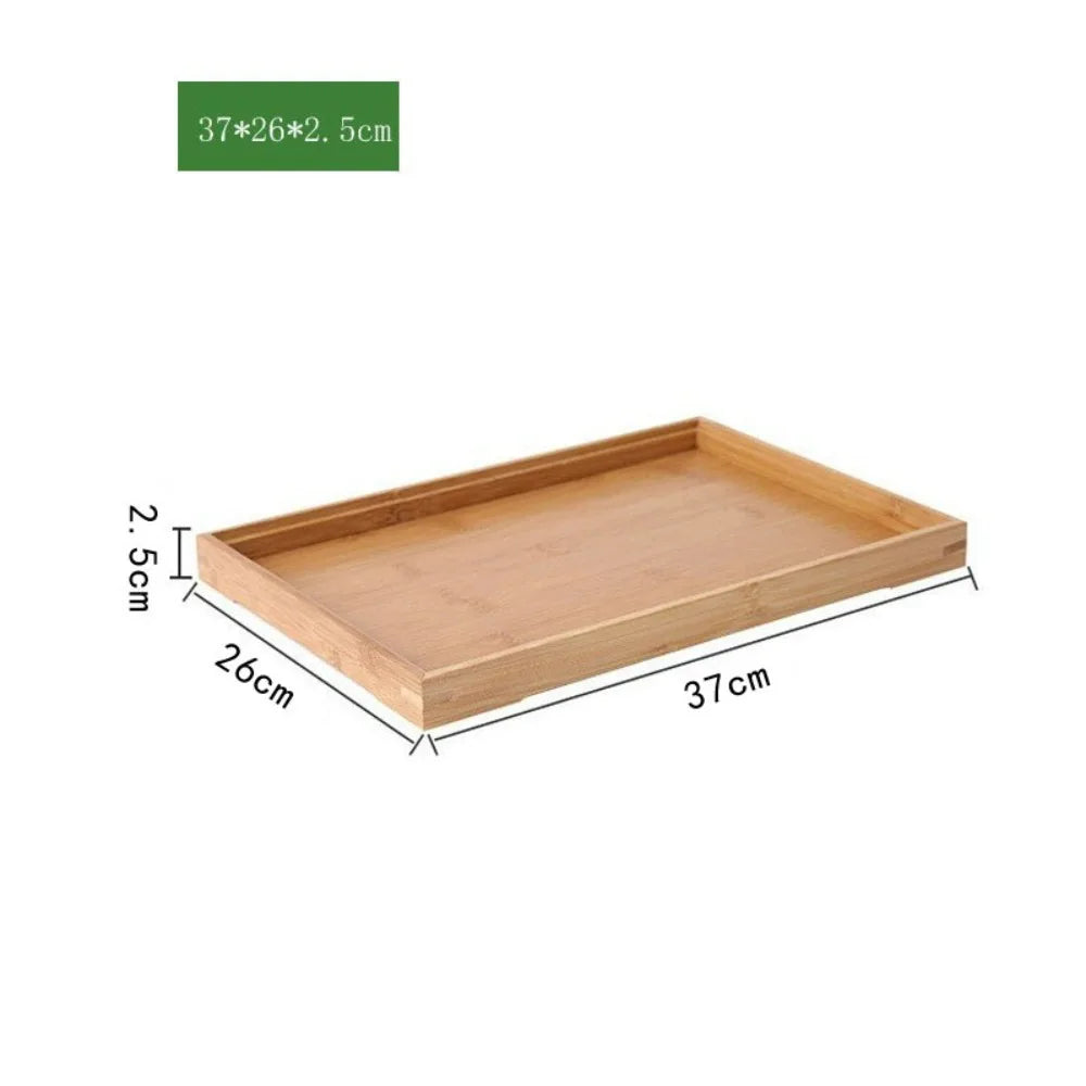 Retro Bamboo Wood Storage Tray – Tea Tray & Organizer