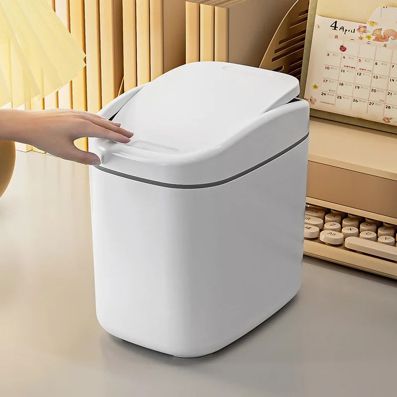Mini Desktop Trash Can with Lid – Cute Tabletop Waste Bin