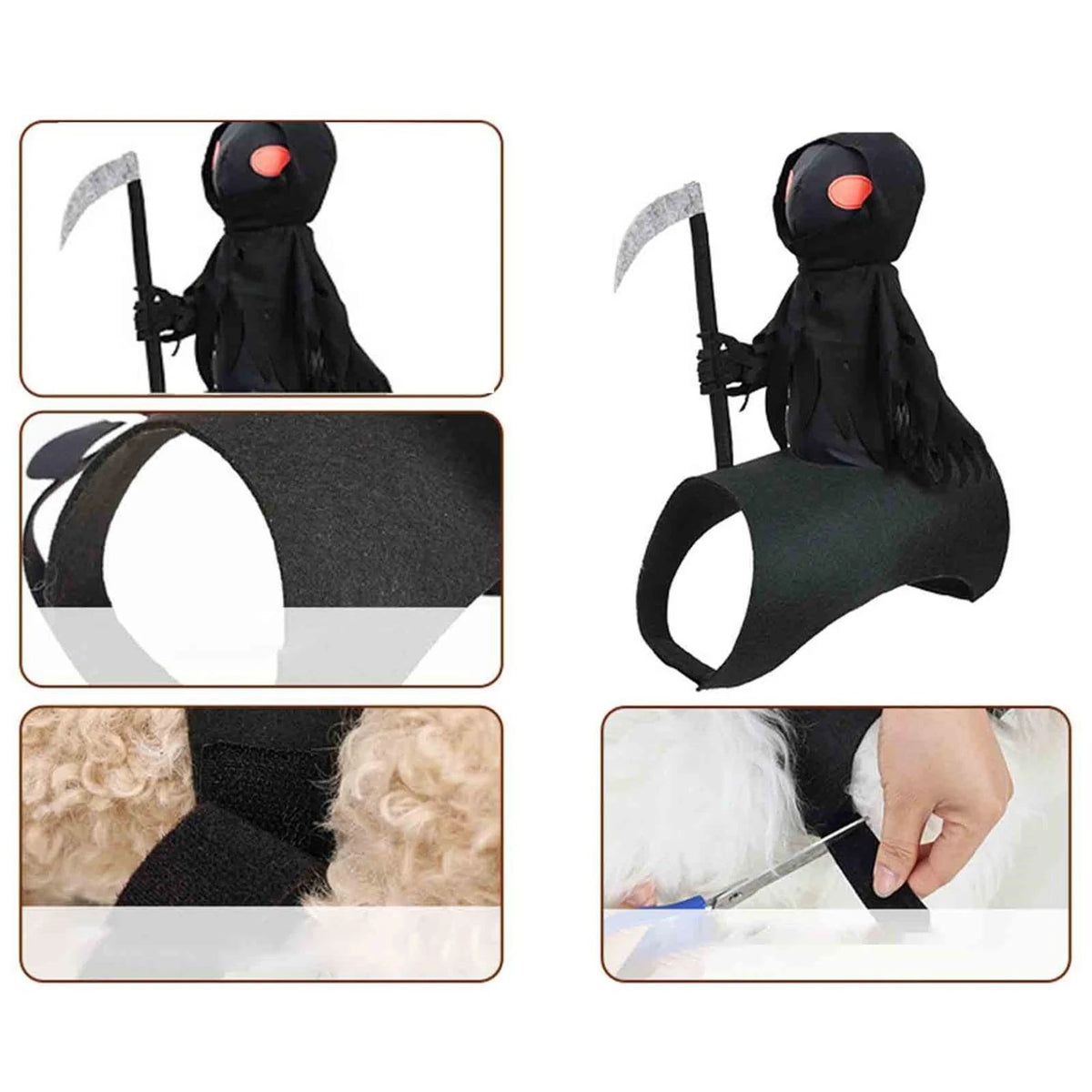 Pet Grim Reaper Halloween Costume – 3D Robe & Hood for Dogs & Cats