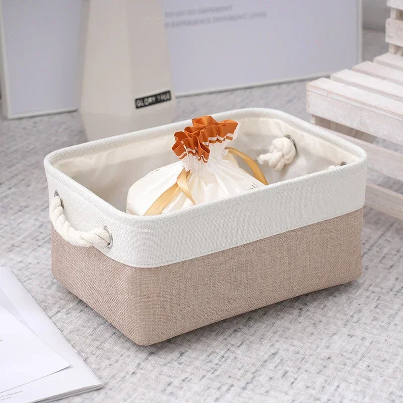 Foldable Linen Storage Basket with Handles – Large Capacity