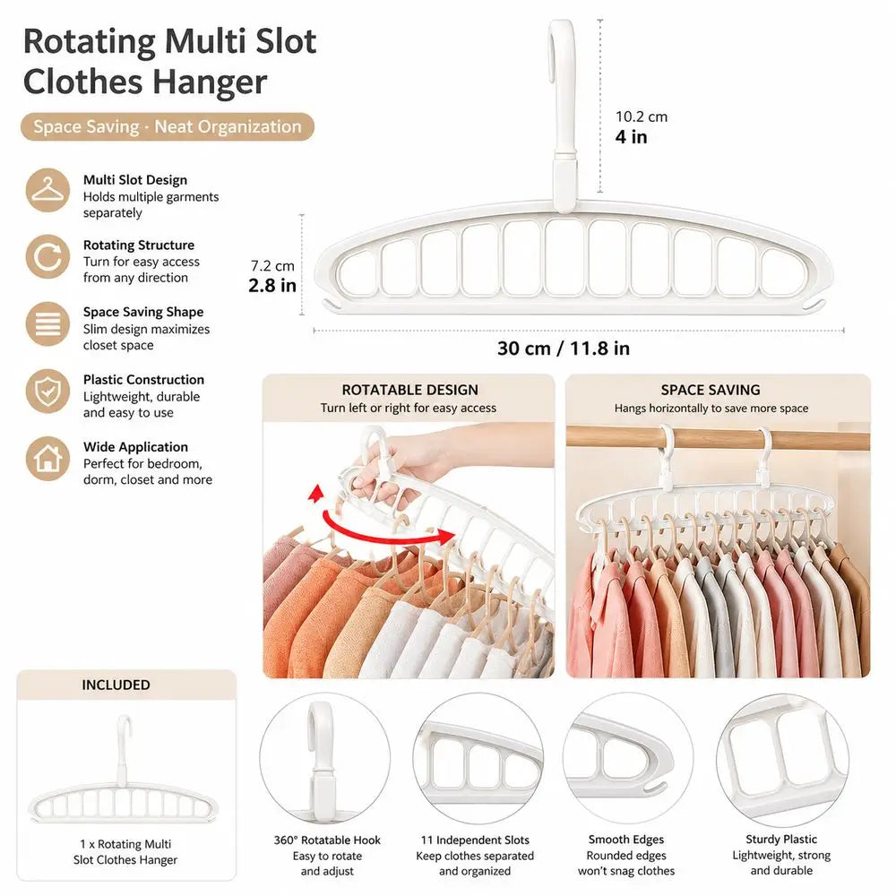 11-Slot Rotating Folding Clothes Hanger – Space Saving Closet Rack