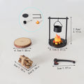 Fantasy Miniature Campfire & Teapot Resin Sculpture Decor