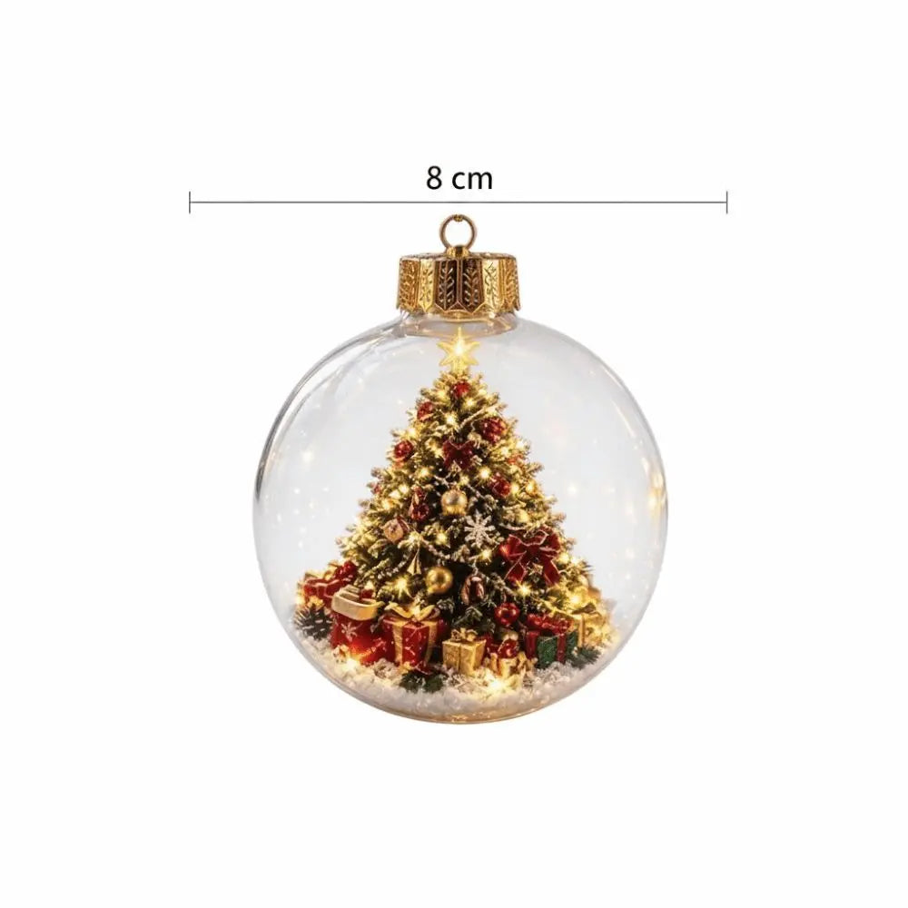 LED Light-Up Clear Christmas Ball Ornament – Miniature Scene