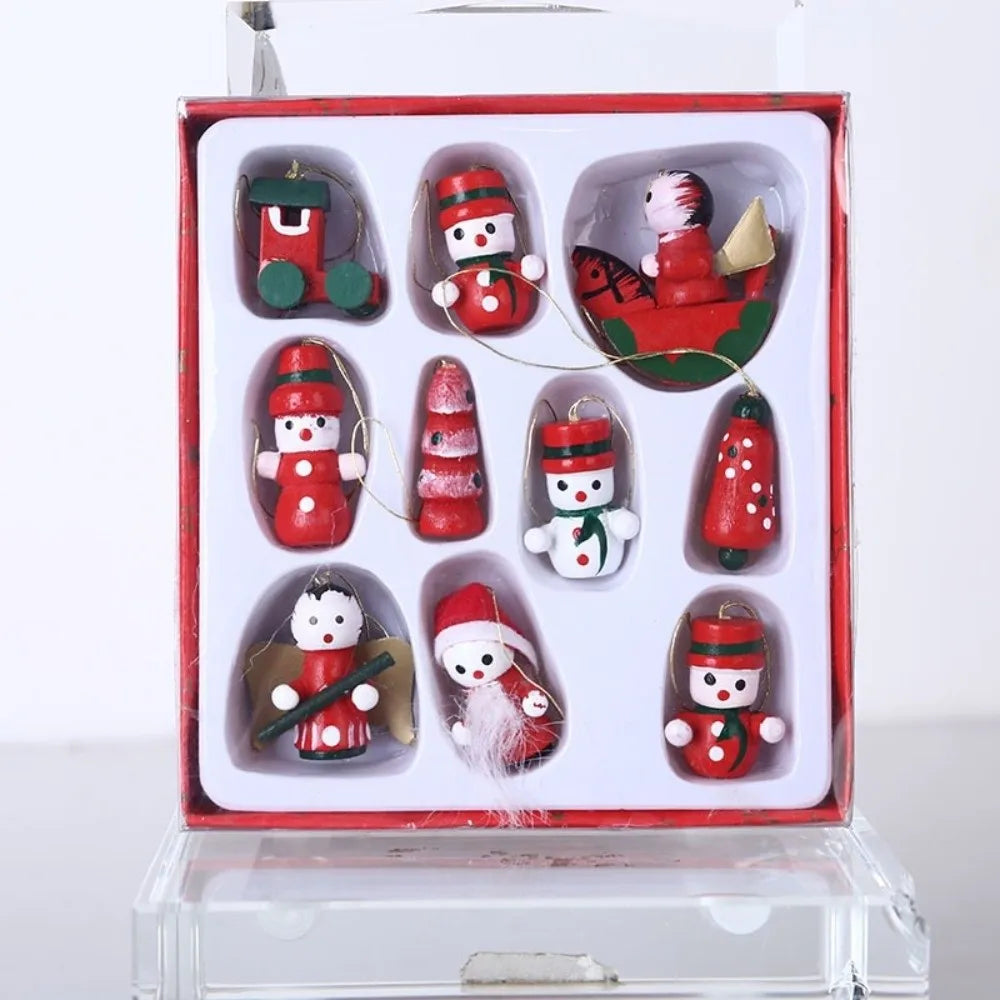 Wooden Christmas Tree Ornaments DIY Hanging Set 10–30 Pcs