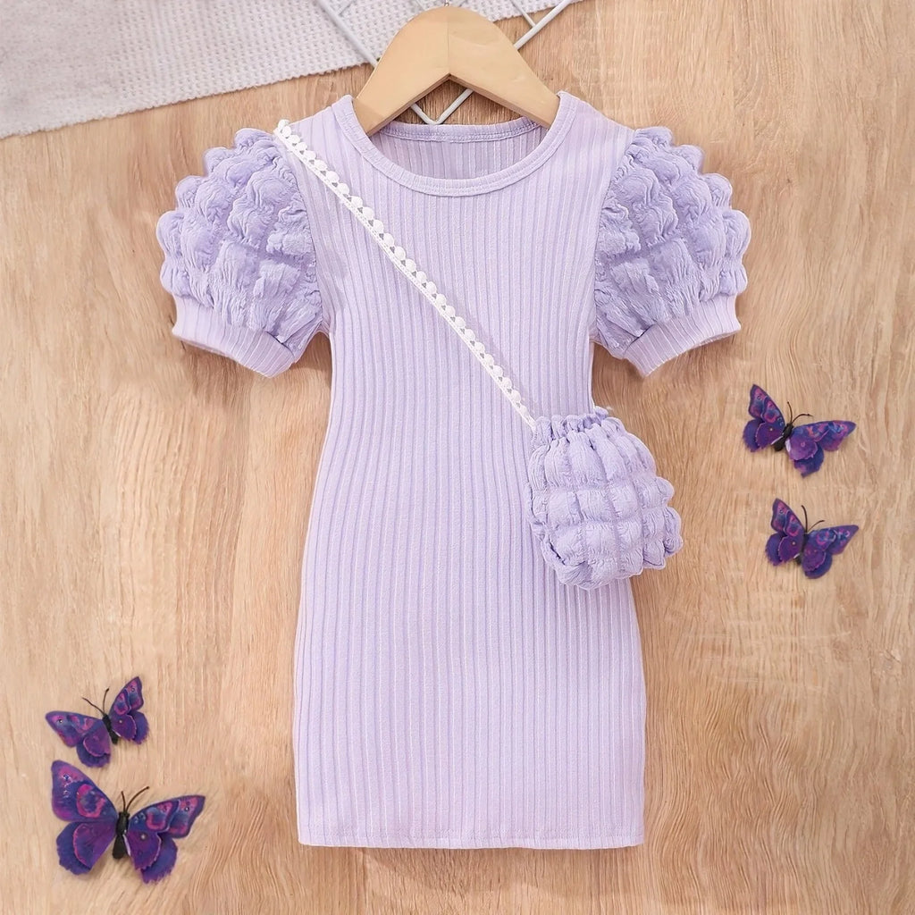 Girls Short Sleeve Midi Dress – A-Line Party Dress Ages 2–8