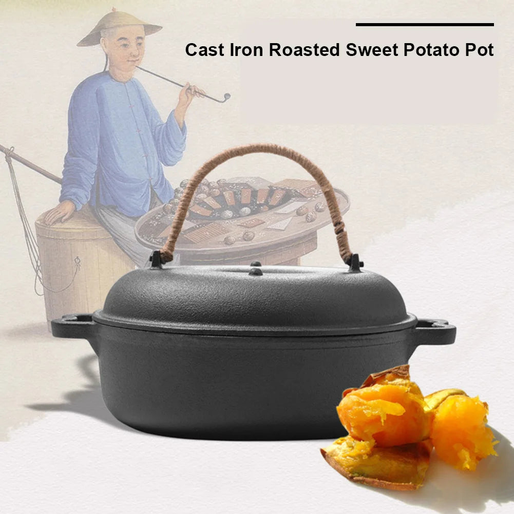 Cast Iron Sweet Potato & Garlic Roaster Pan with Lid