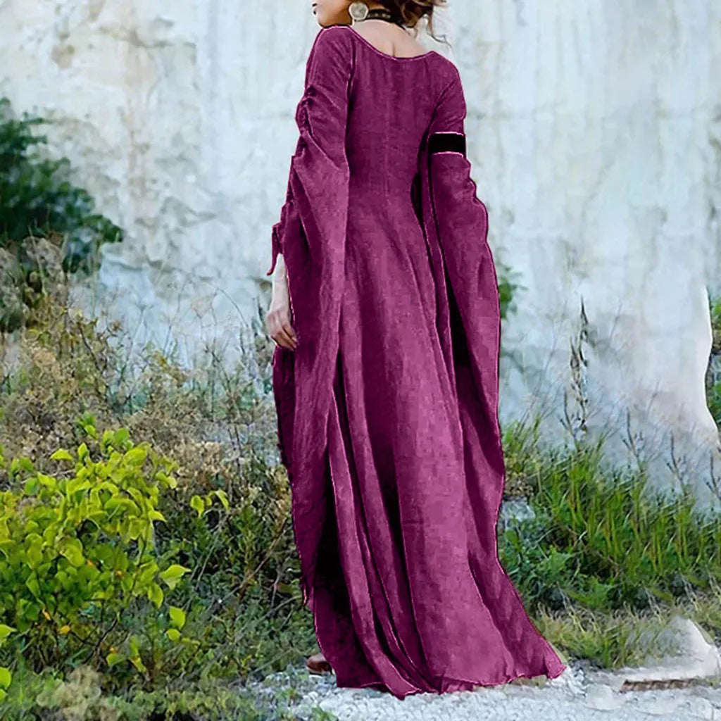 Women's Gothic Victorian Long Sleeve Maxi Dress | Medieval Costume