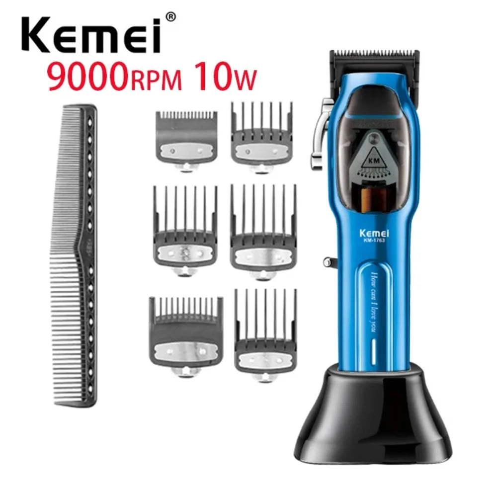 Kemei KM-1763 Cordless Hair Clipper 9000RPM Magnetic Motor