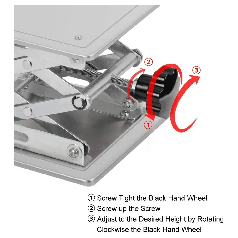 Stainless Steel Scissor Lab Jack Adjustable Height Platform Stand