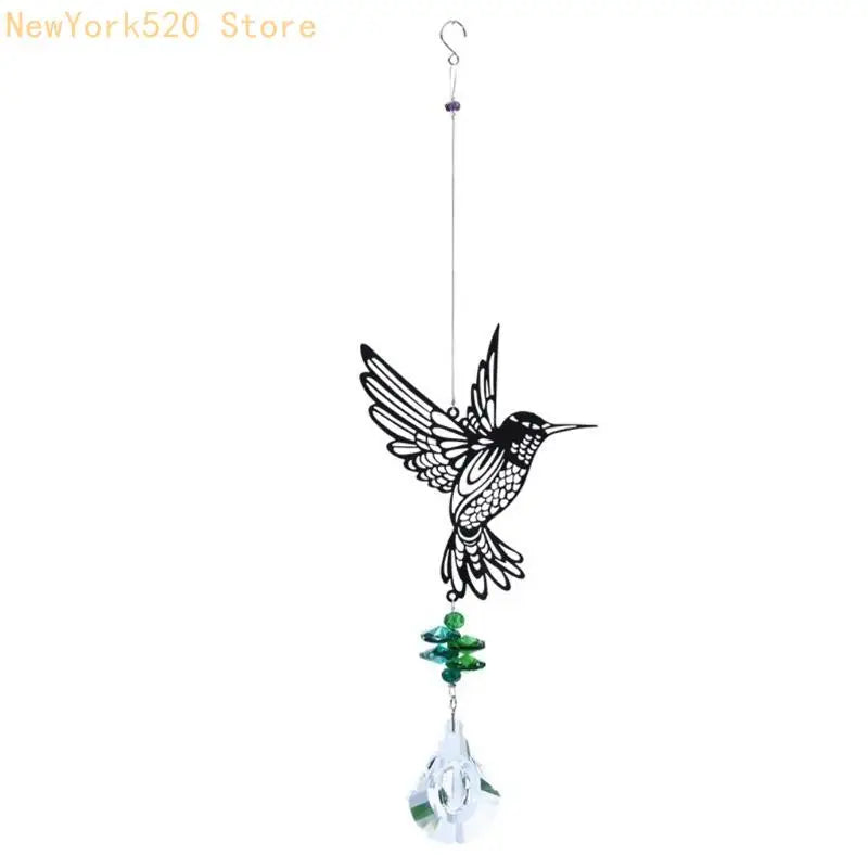 Crystal Prism Pendant Wind Chime – Butterfly Hummingbird Rainbow Maker