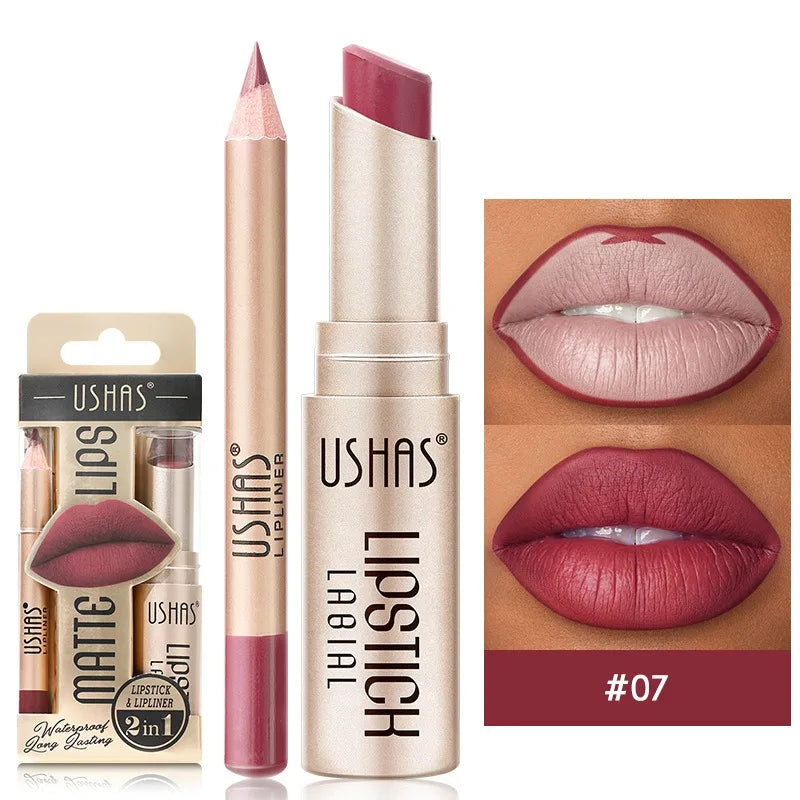 OREADEX Matte Lip Liner & Lipstick Set – High Pigment, Waterproof