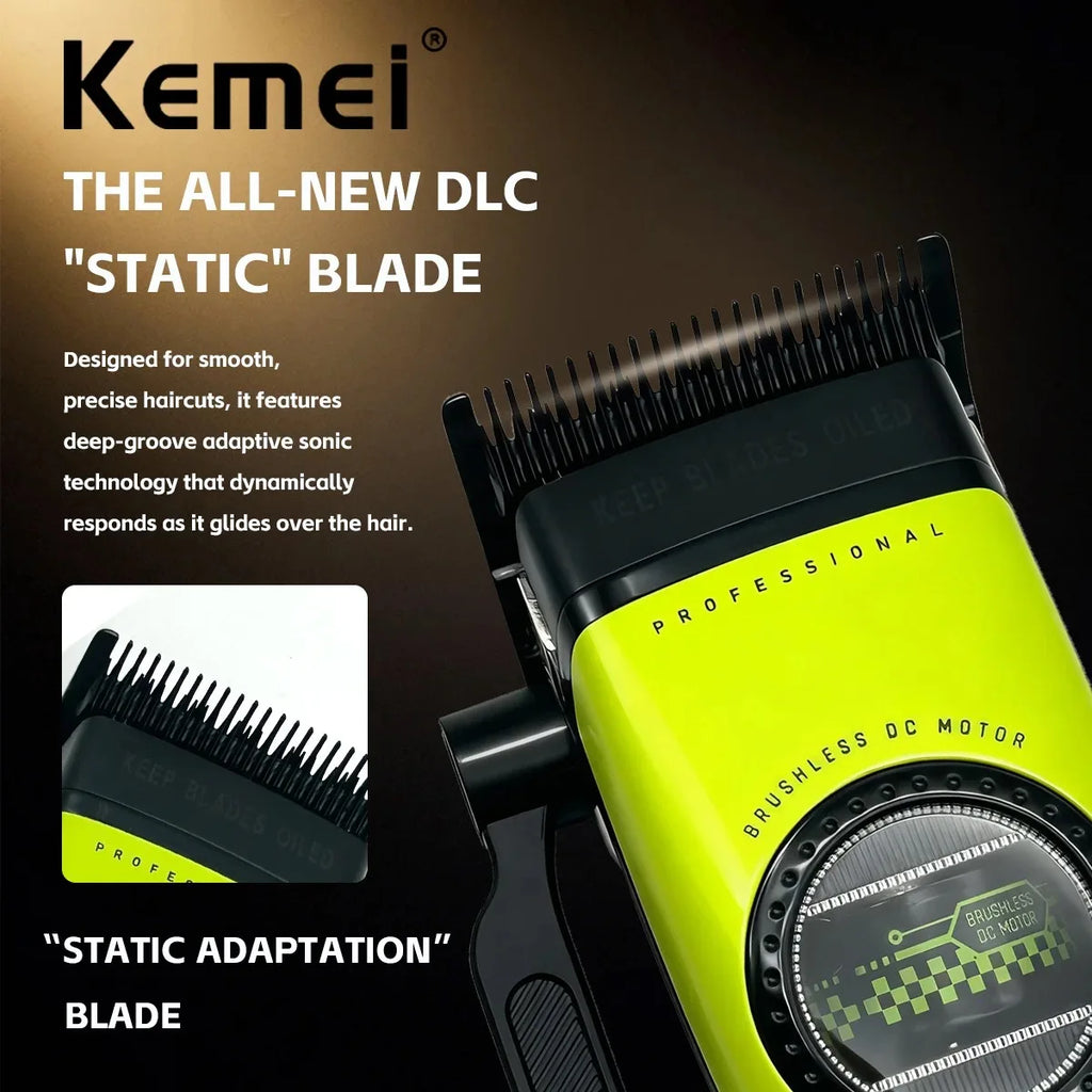 Kemei KM-1593 Brushless Hair Clipper – 5-Speed, DLC Blades