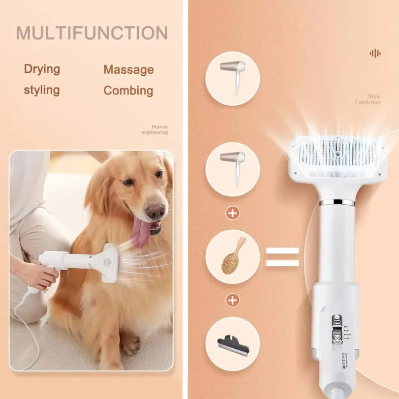 VIBE Pet Hair Dryer Steam Brush – Anti-Static Dog & Cat Groomer