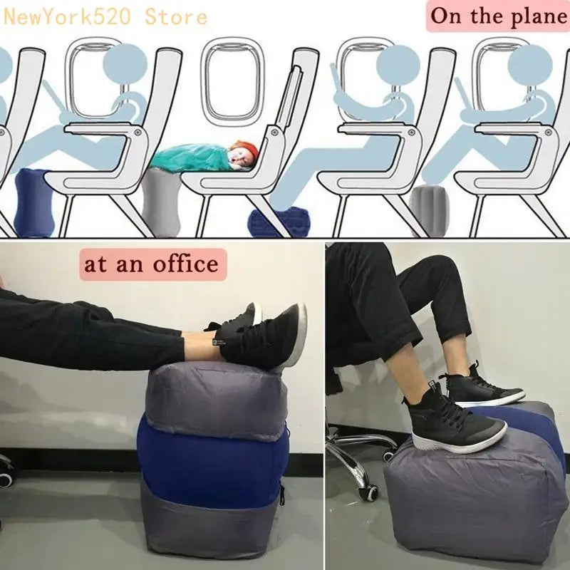 Inflatable Travel Foot Rest Pillow – Adjustable Height Cushion