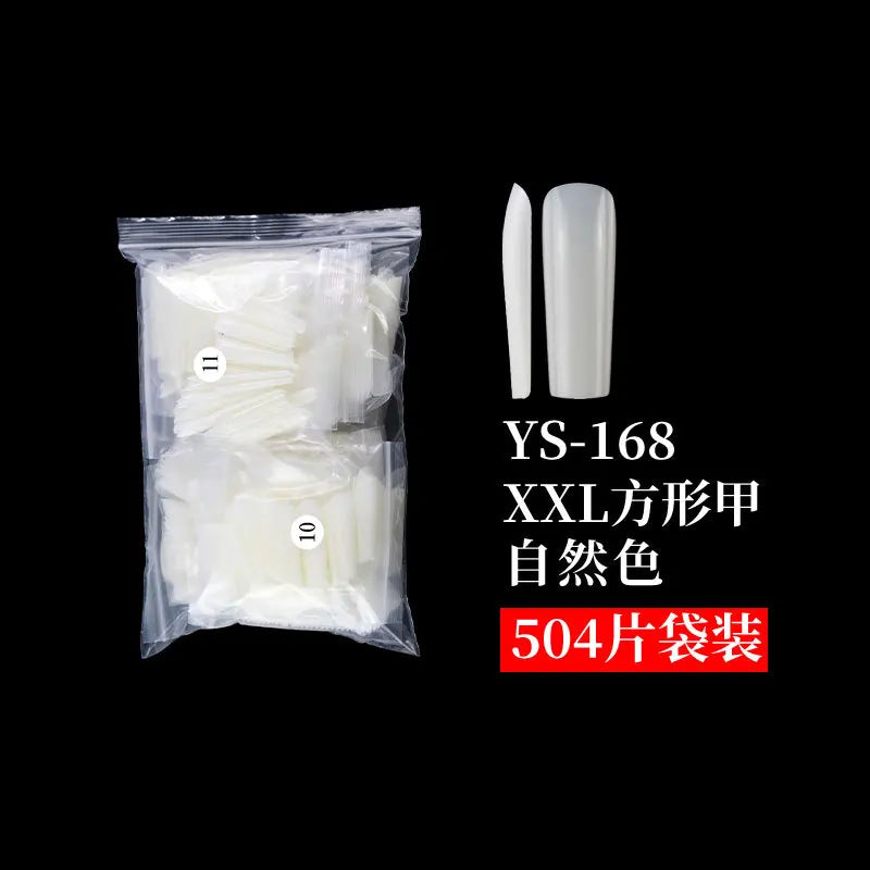 360/504pcs Extra Long Square Clear Nail Tips – Full/Half Cover