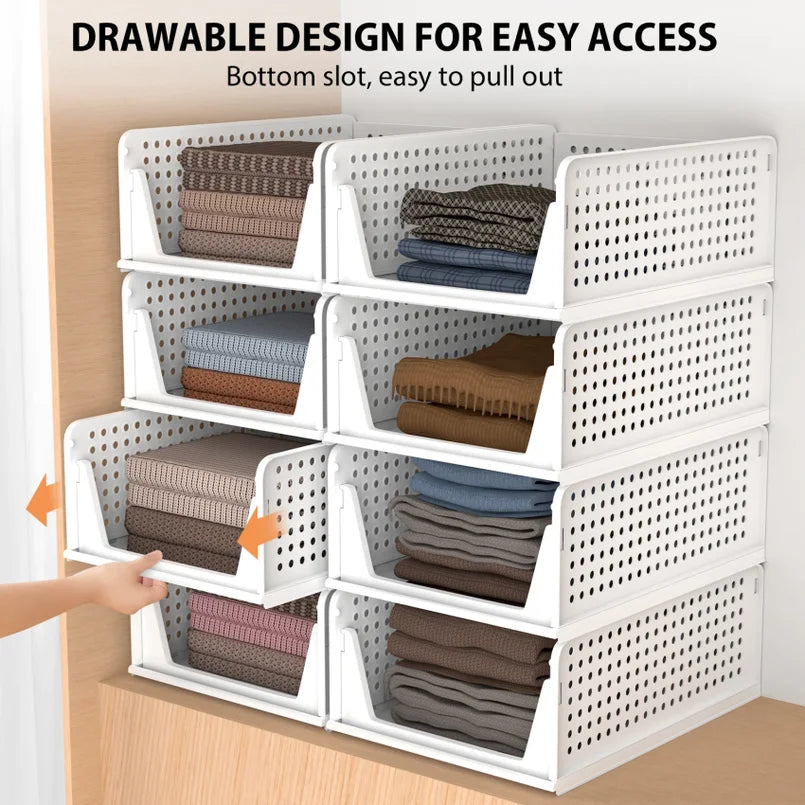 Stackable Wardrobe Storage Organiser – 4-Drawer Closet Box