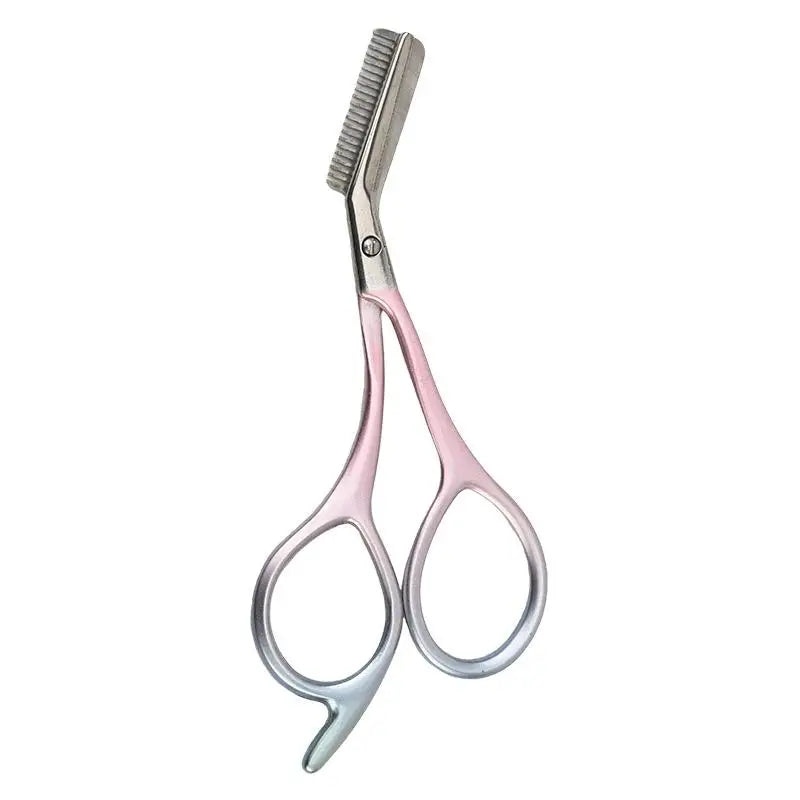 Stainless Steel Eyebrow Scissors with Comb – Precision Trimmer