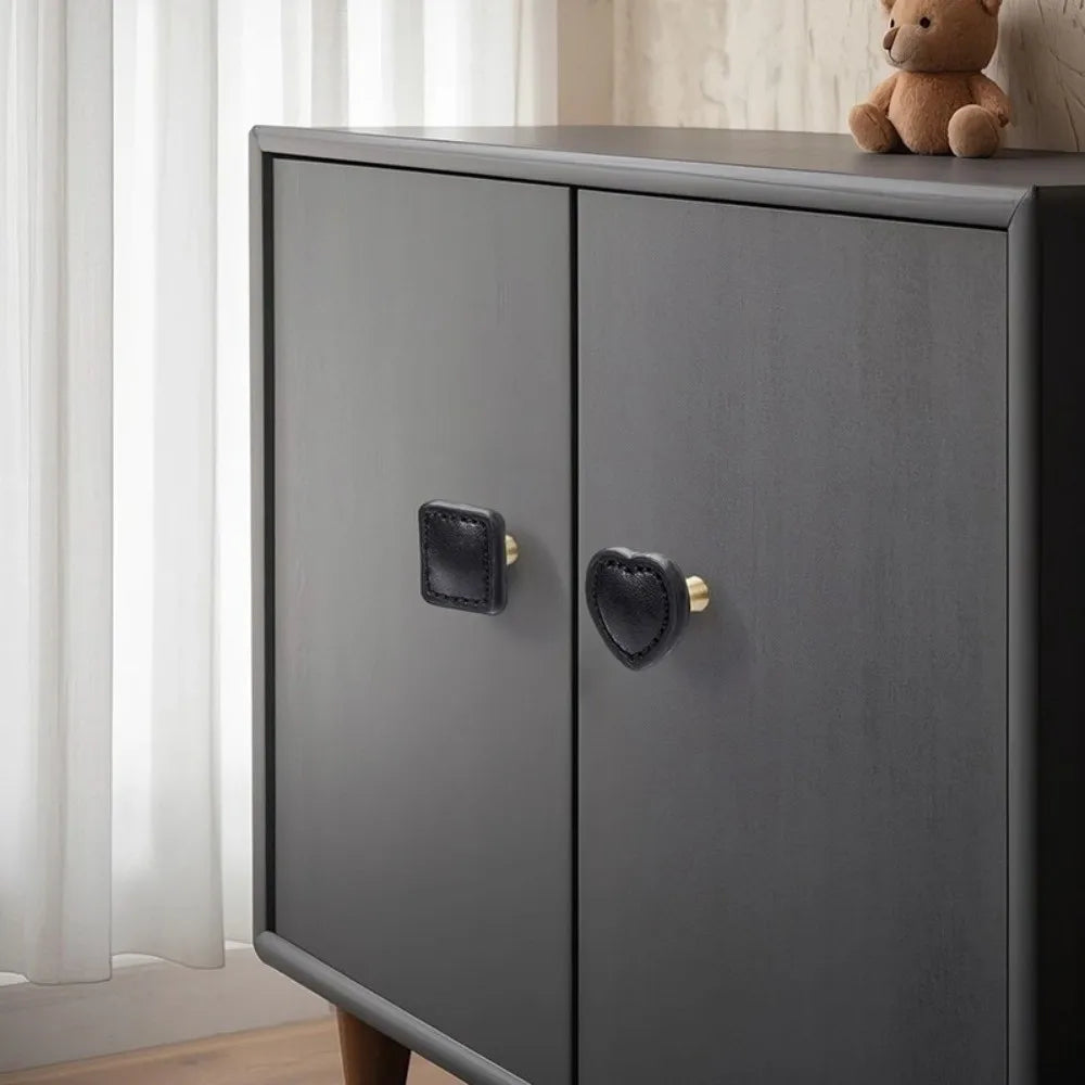 Zinc Alloy Leather Drawer Handle | Single Hole Cabinet Knob