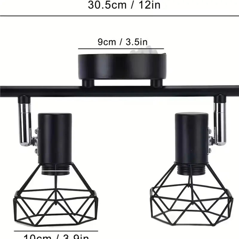 Retro Black E14 Wire Cage Spotlight – Adjustable Wall & Ceiling