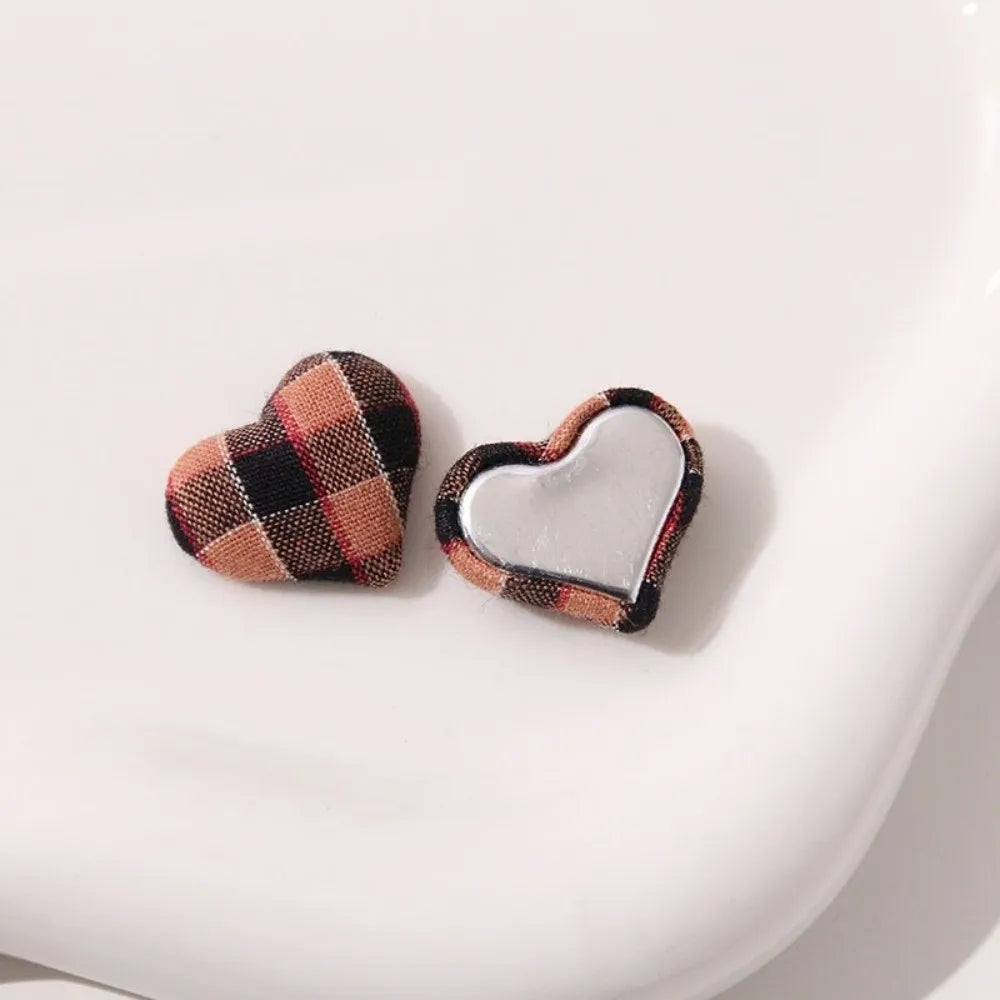 20pcs Plaid Heart Shank Buttons – Vintage DIY Craft Embellishments
