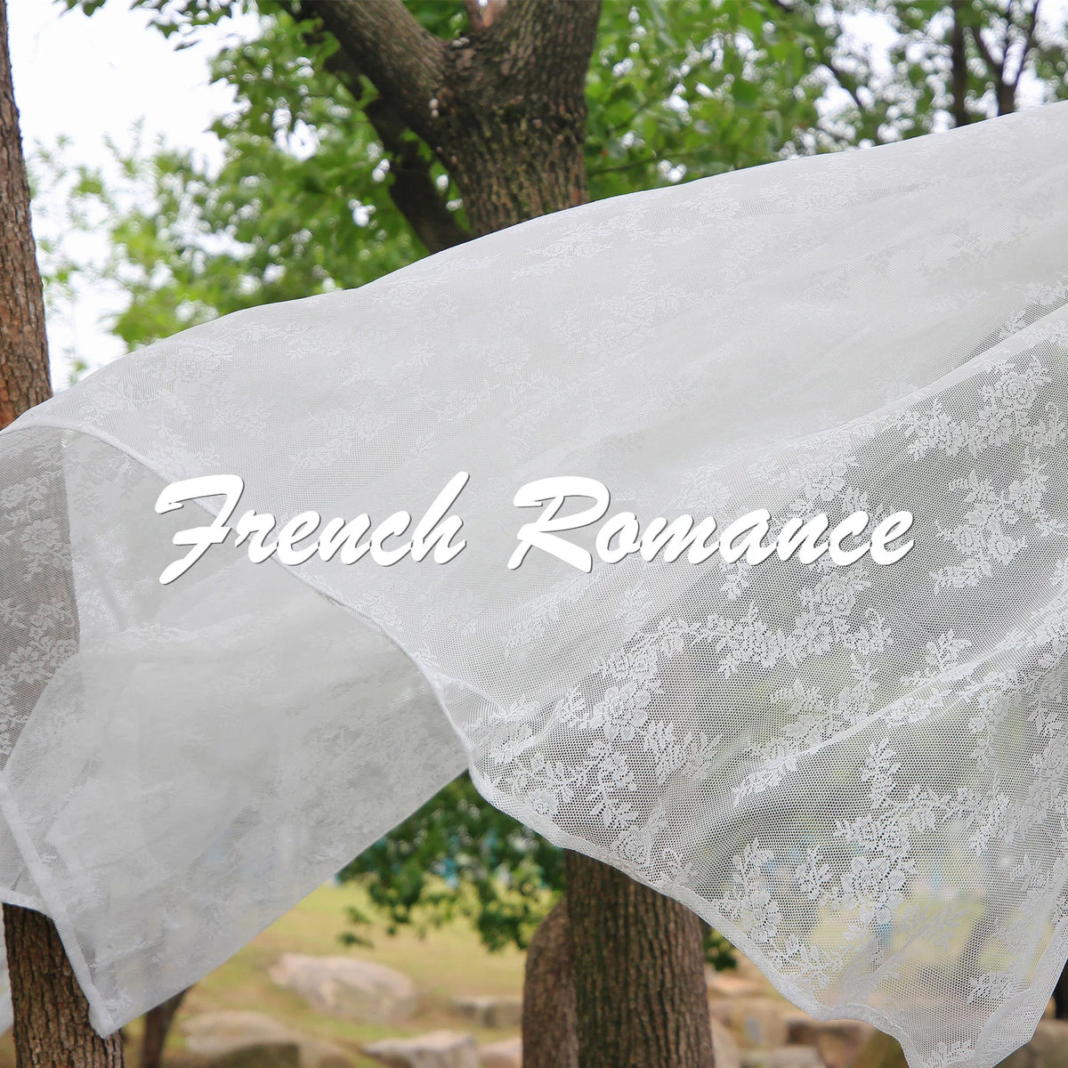 White Floral Lace Sheer Curtains Rod Pocket Voile Drapes