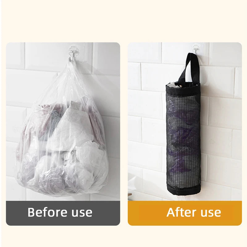 Wall Mount Mesh Bag Dispenser – Kitchen & Bathroom Organizer