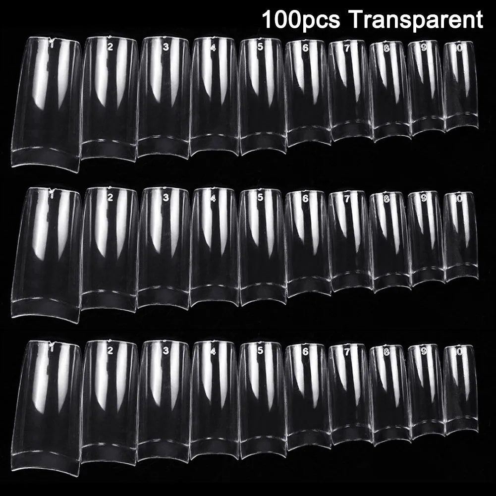 100/500pcs Clear Half French False Nail Tips – Acrylic UV Gel