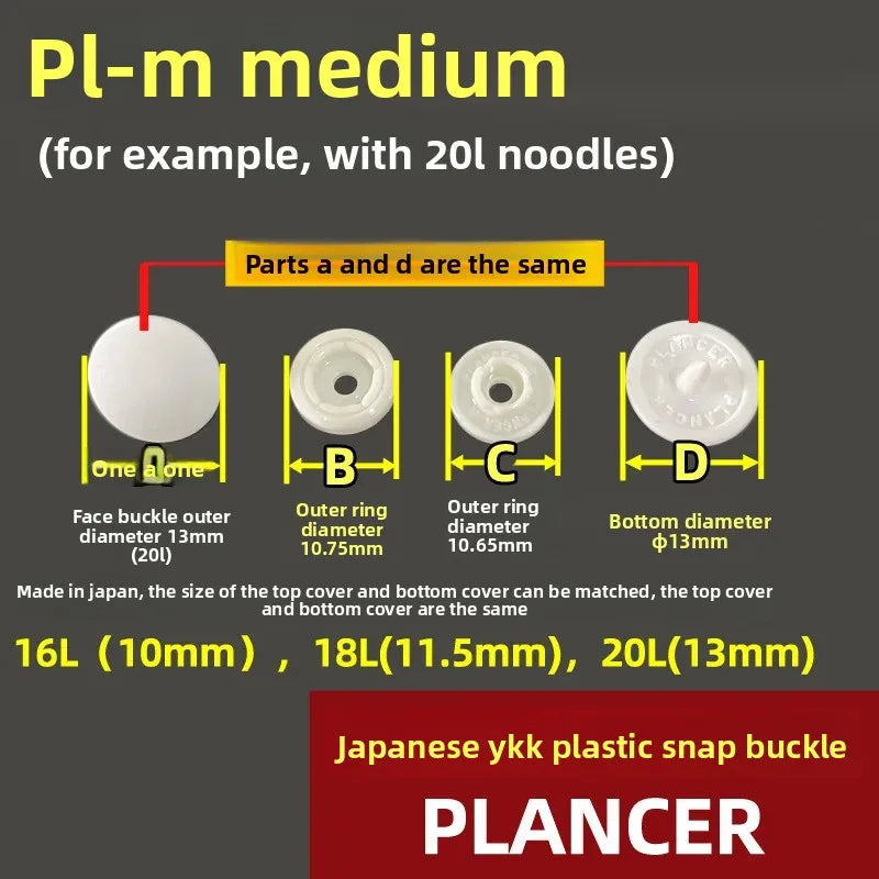 1000 Sets YKK PLANCER Plastic Snap Buttons – Eco-Friendly