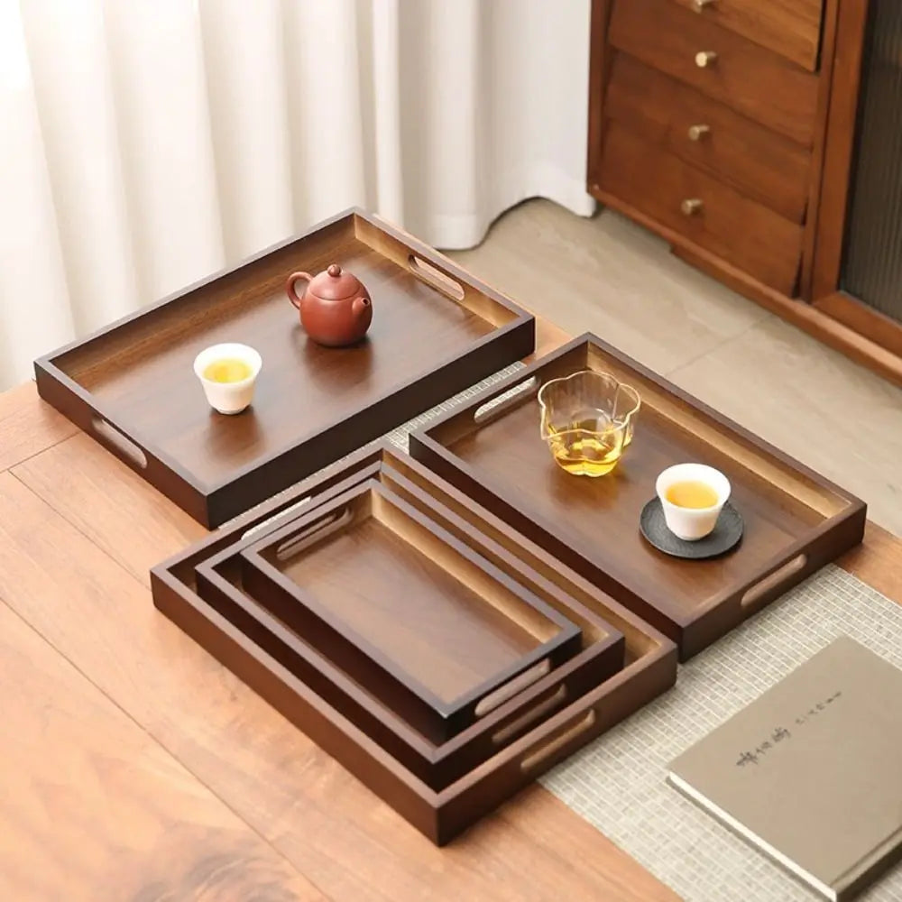 Retro Bamboo Wood Storage Tray – Tea Tray & Organizer