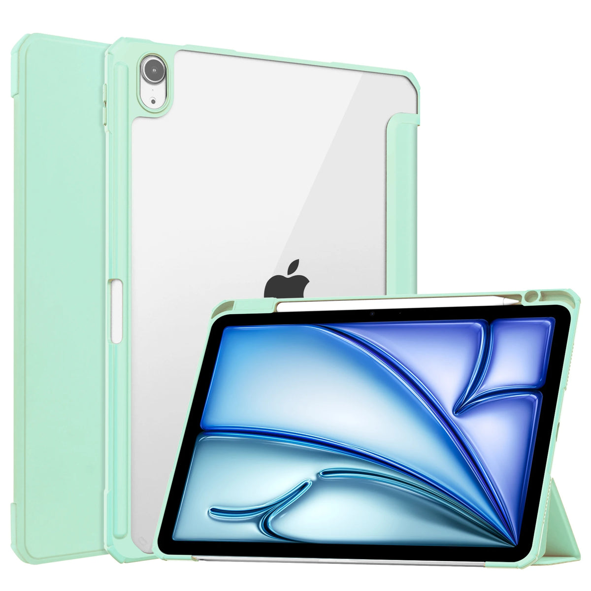 iPad Air 11 2025 Transparent PU Leather Case with Pen Holder