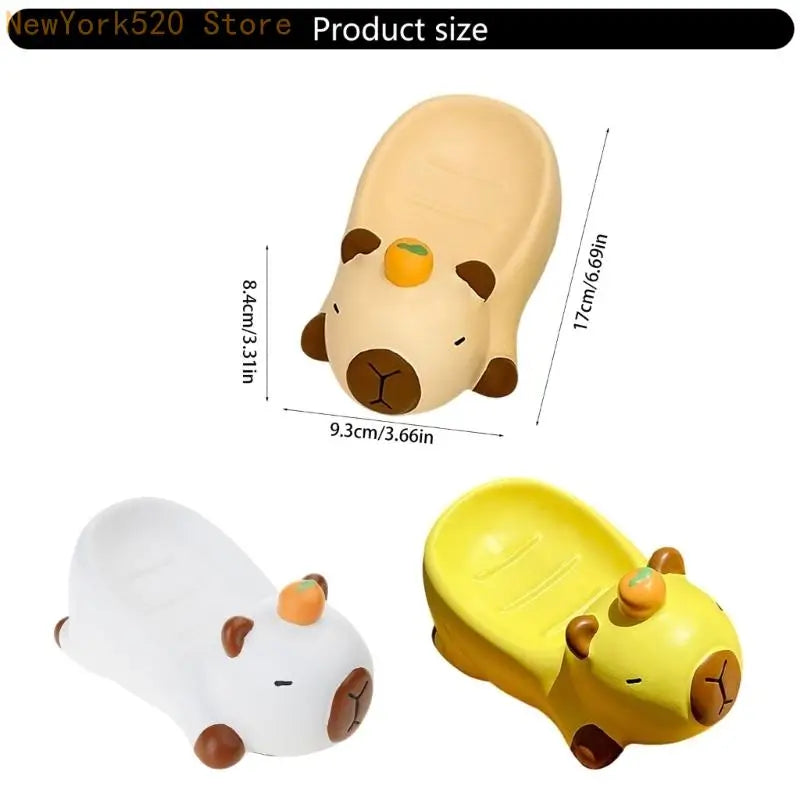 Cartoon Capybara Resin Draining Soap Dish – Bathroom Tray