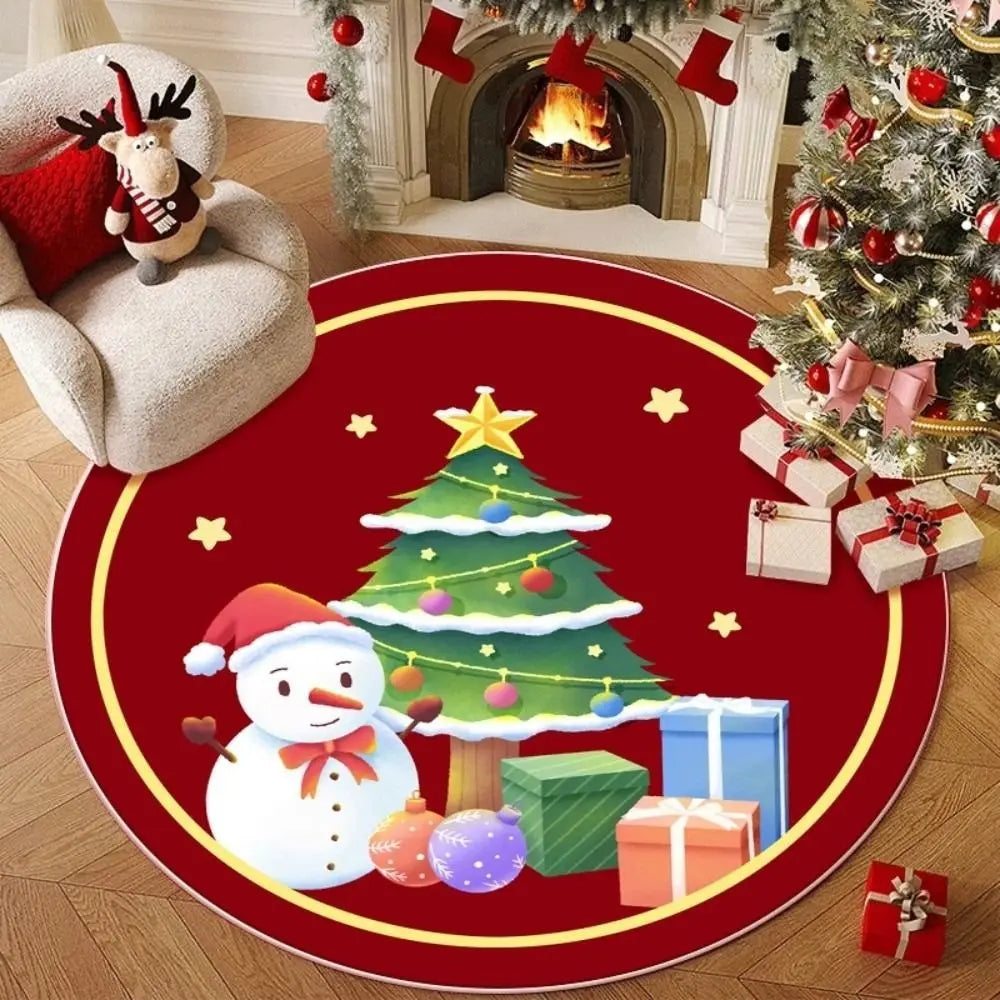 Santa Claus Round Christmas Rug Anti-Slip Washable 60/80cm