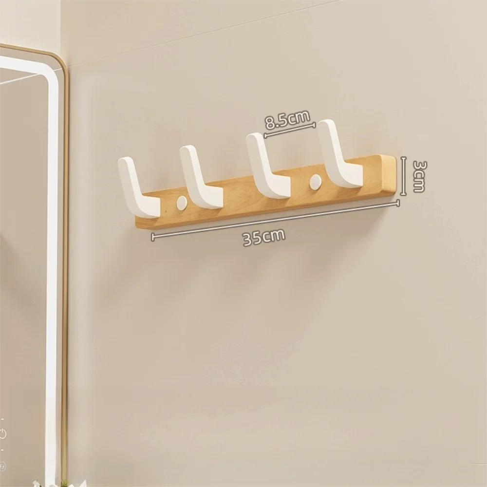 Wall Mounted Walnut Wood Clothes Hook – No Drill Entryway Organizer