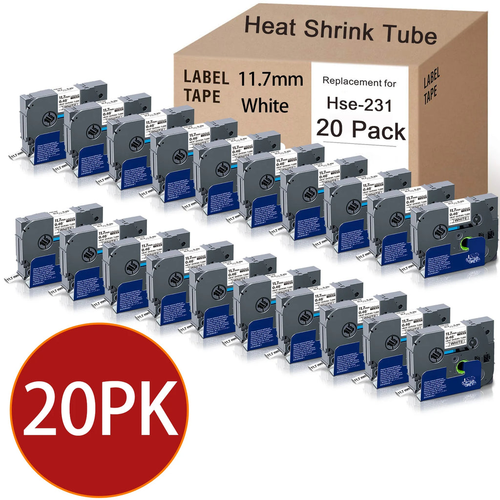 20-Pack Brother HSe Heat Shrink Tube Label Tape | HSe-211–651