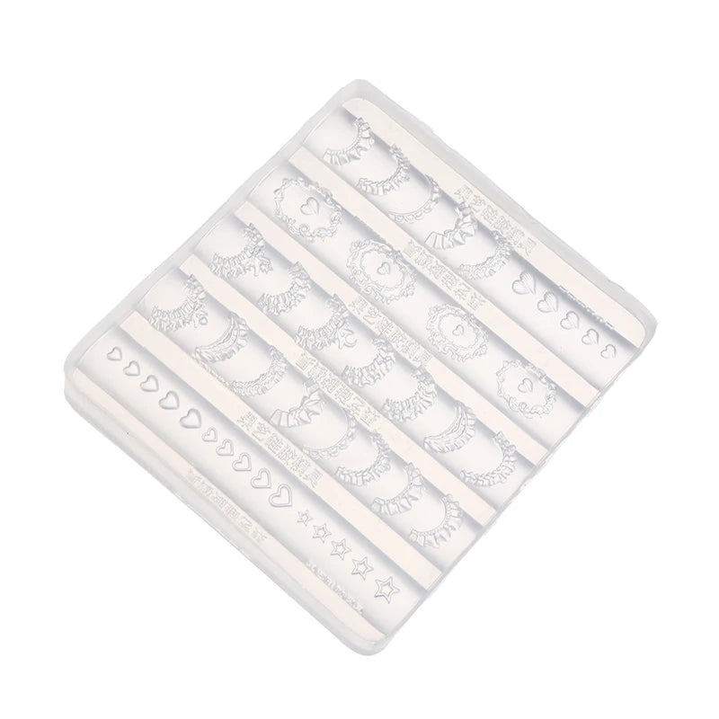 3D Lace Nail Art Silicone Mold – Star Heart French Skirt Stencil