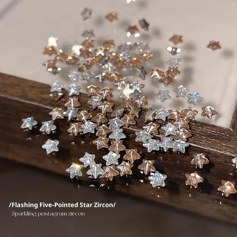50Pcs Star Zircon Nail Charms 3D Rhinestone DIY Nail Art Decor