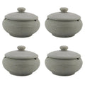 Ceramic Ashtray with Windproof Lid Light Blue – Set of 4