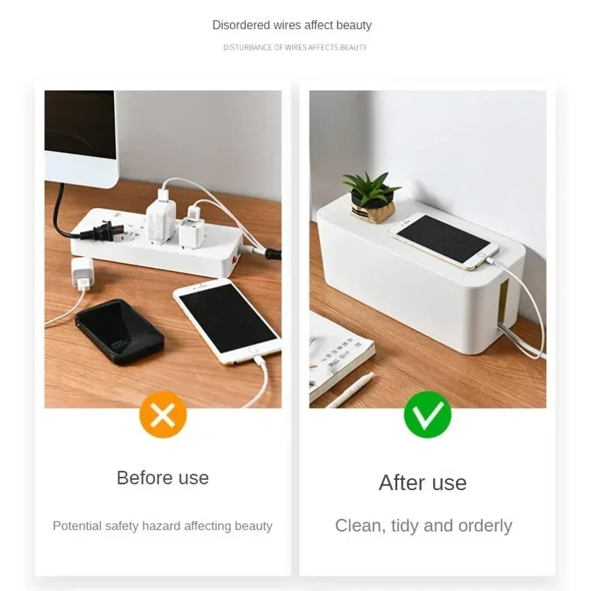 Desktop Cable Storage Box – Dustproof Power Strip Organizer