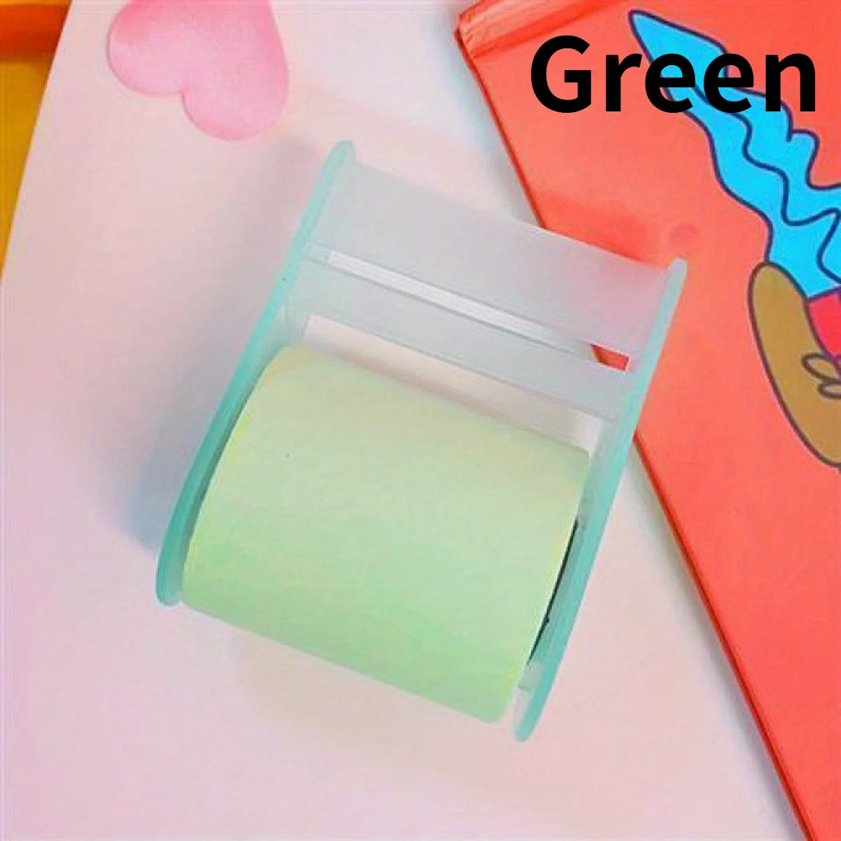 Sticky Notes with Tape Holder – Assorted Pink & Green Colors