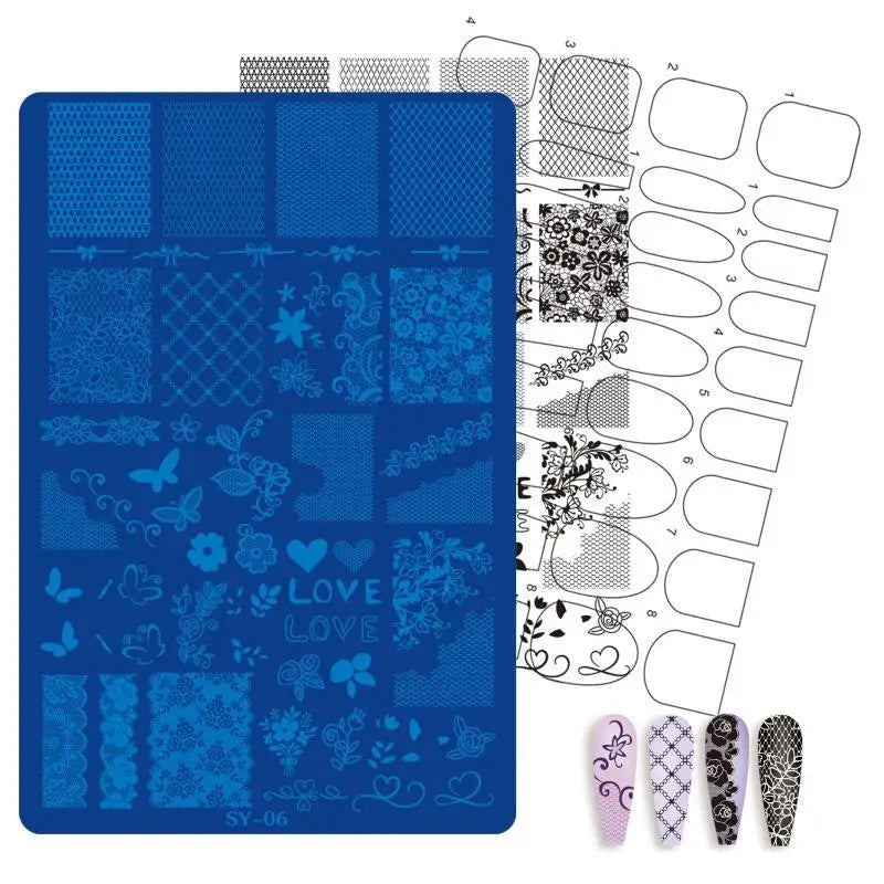 Etched Metal Nail Art Stamping Plate – Floral Lace Bow Decal