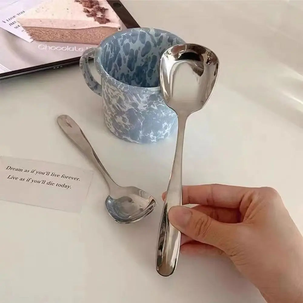 2-Pack Stainless Steel Square Spoons – Mirror Polish Long Handle