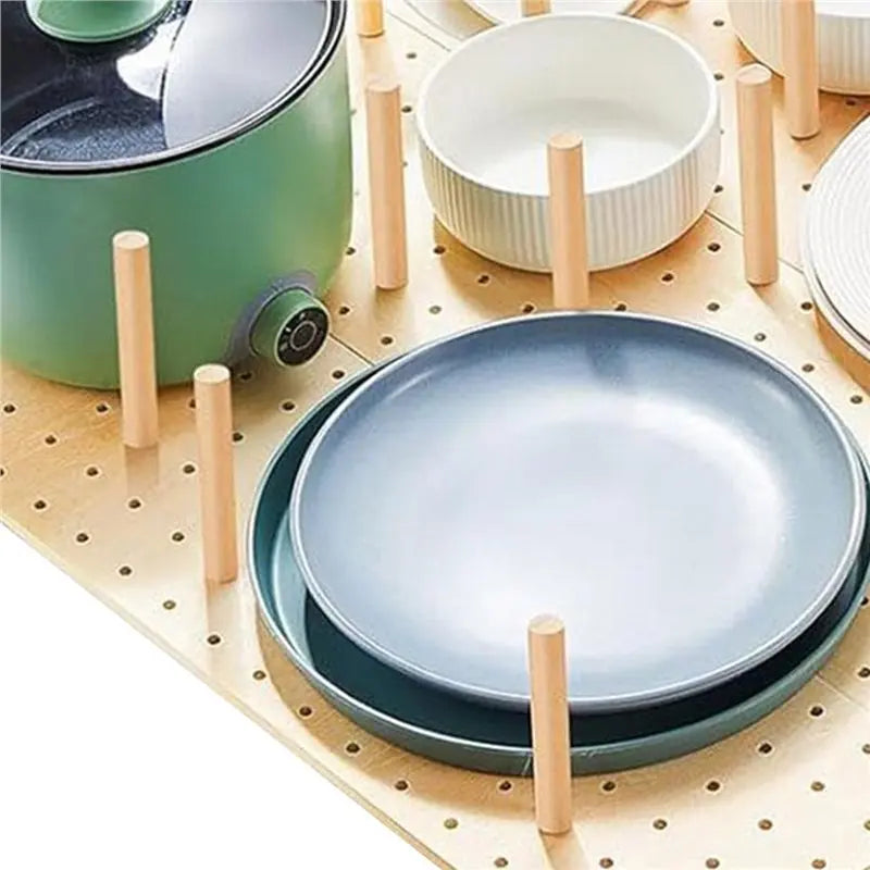 Bamboo Pegboard Drawer Organizer – Dish & Plate Storage