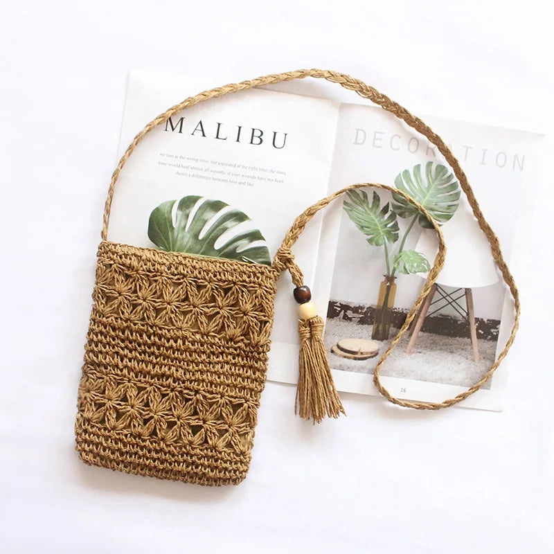 Women's Woven Straw Shoulder Bag | Casual Summer Beach Tote