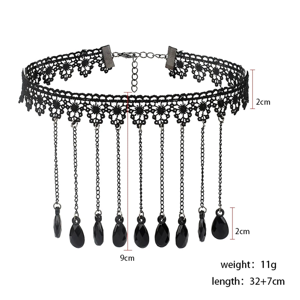 Gothic Lace Choker Necklace – Dark Vintage Women's Collar