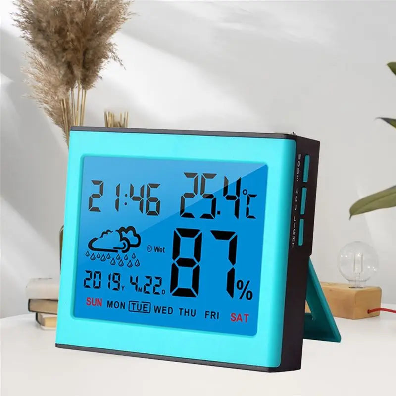 Digital Alarm Clock Thermometer & Hygrometer – Pink Indoor