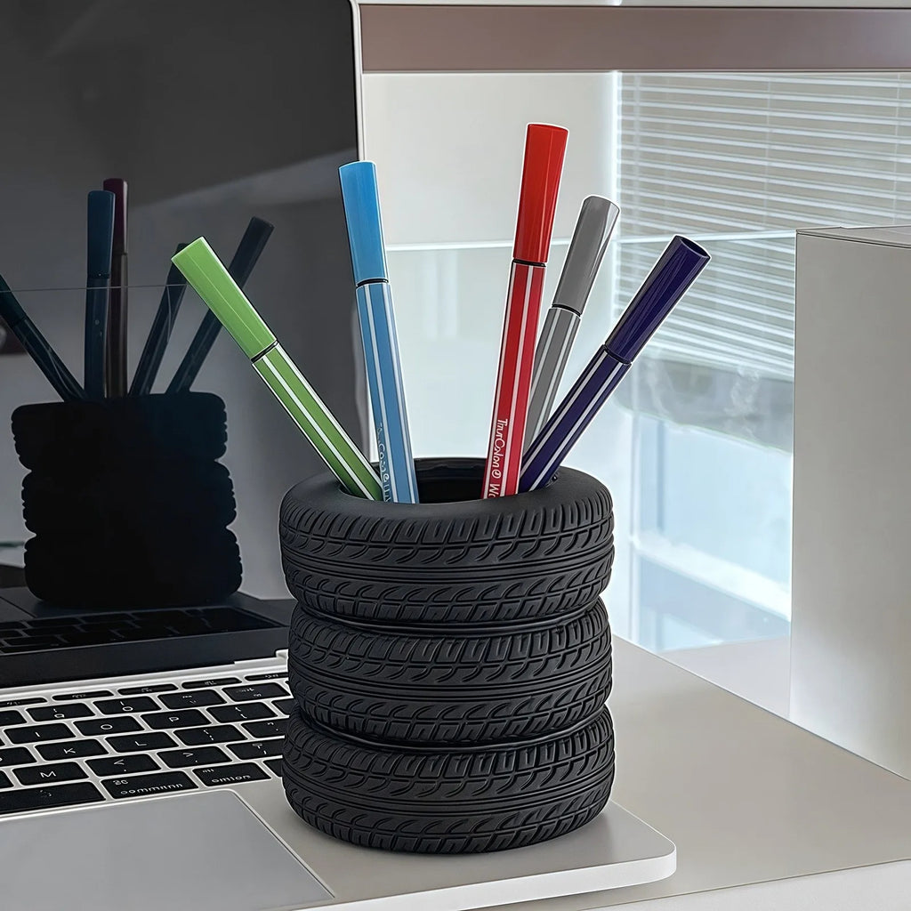 Creative Tire Shaped Pen Holder – Novelty Desk Organizer