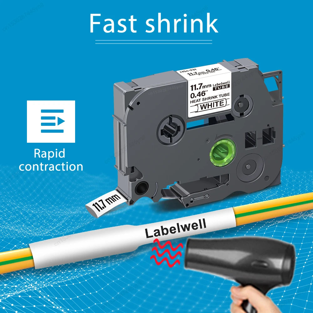 Labelwell HSe-231 Compatible Heat Shrink Tube Tape – Brother P-Touch