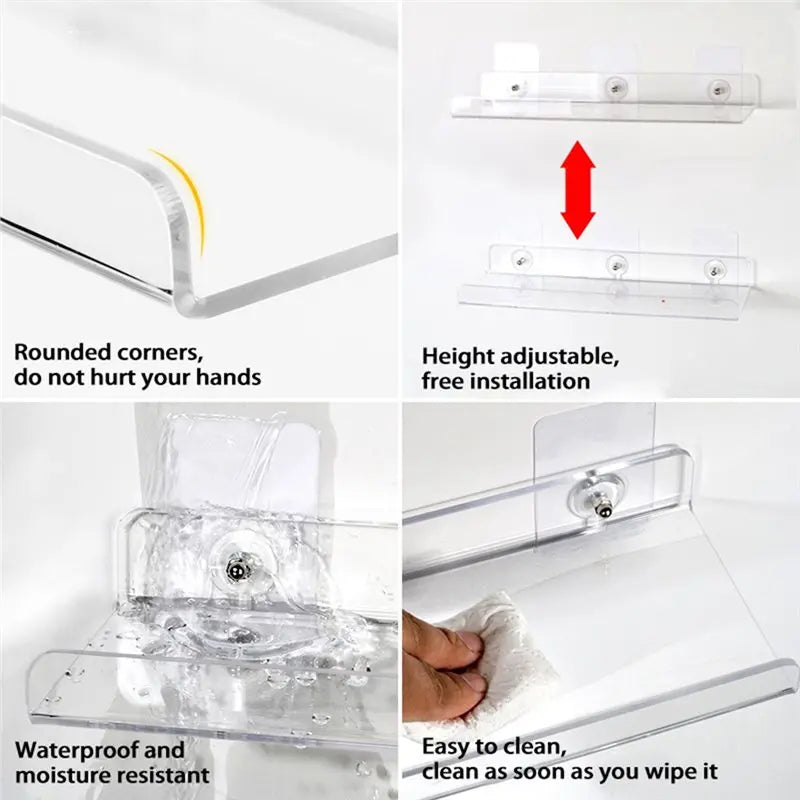 Wall-Mounted Self Adhesive Acrylic Shelf 30×10cm – No Drill