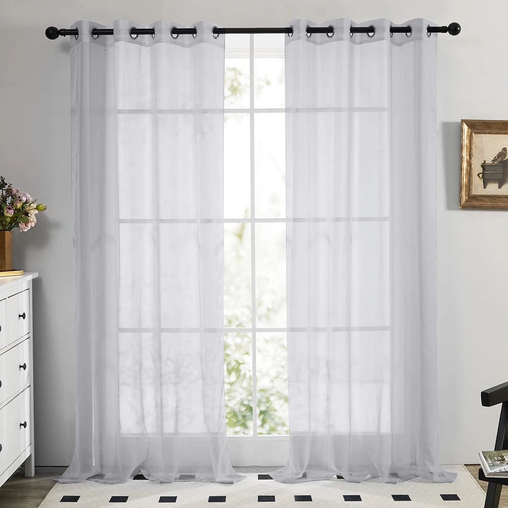 White Sheer Voile Curtain Panel – Chiffon Window Drape